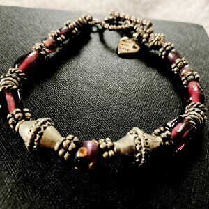 Vintage  amethyst or fluorite Beaded Bracelet